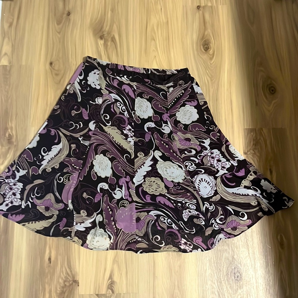 Brown and purple floral skirt